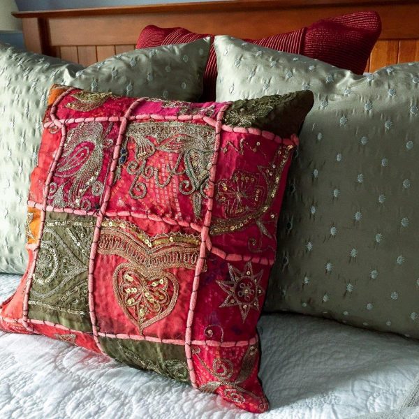 Upcycling Bags to cushion covers Upcycling old bags DIY pillow covers Flow Colour Colour Consulting Interior Decorating