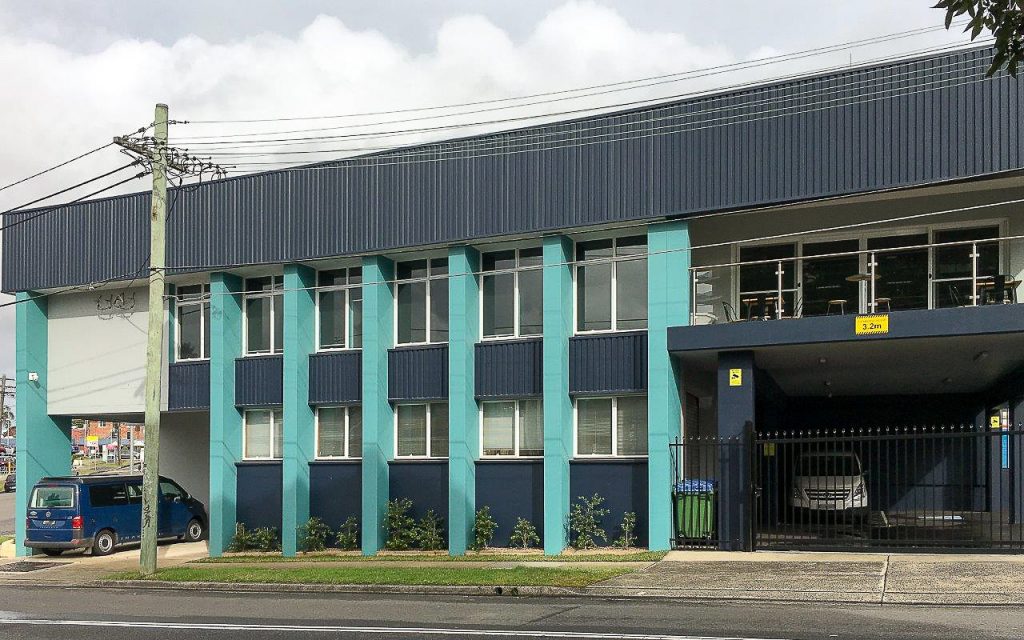 Commercial Exterior Hornsby Building Exterior Colour Transformation Flow Colour Colour Consulting Exterior Design Teal and Navy Colour Scheme