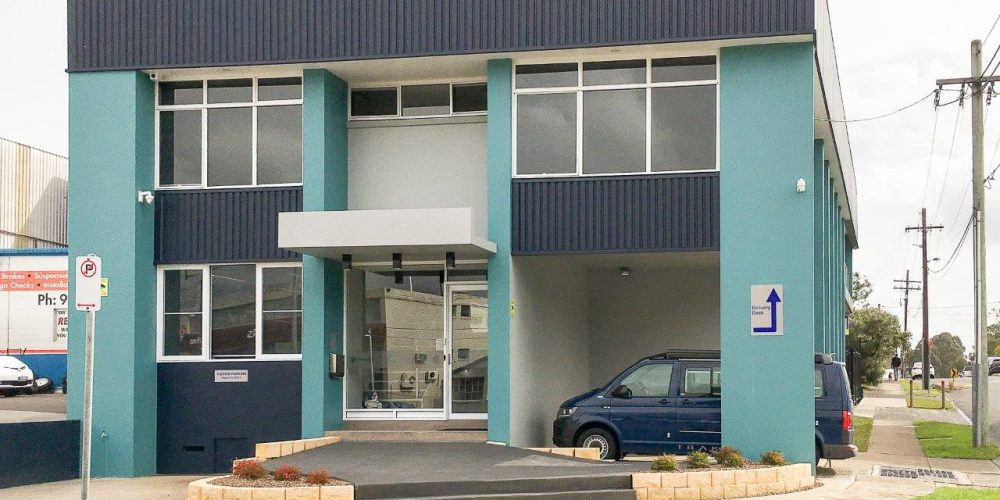 Commercial Exterior Colour Makeover Hornsby Building Exterior Colour Transformation Flow Colour Colour Consulting Exterior Design Teal and Navy Colour Scheme